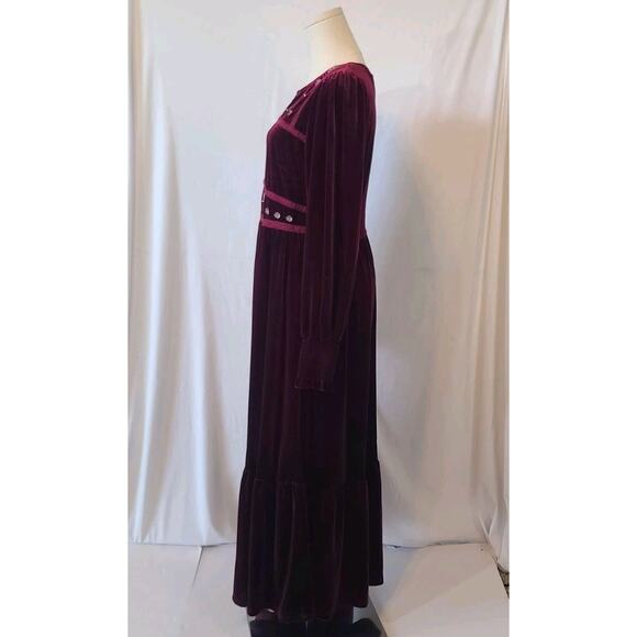 Sold! Baltic Born Ingrid Velvet Burgundy Renaissance Maxi Dress L - Picture 4 of 6